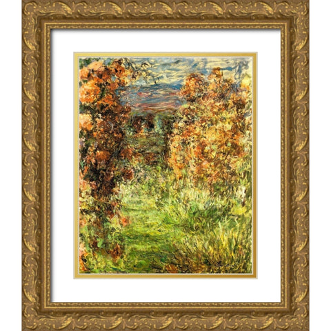 House from the Rose Garden 1920 Gold Ornate Wood Framed Art Print with Double Matting by Monet, Claude