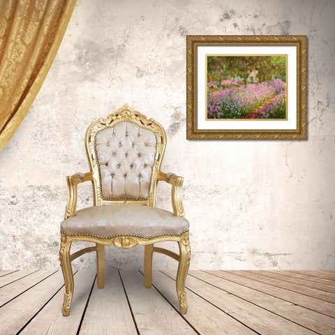Monets garden at Giverny 1900 Gold Ornate Wood Framed Art Print with Double Matting by Monet, Claude