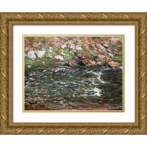 Rapids on the Petite Creuse 1889 Gold Ornate Wood Framed Art Print with Double Matting by Monet, Claude