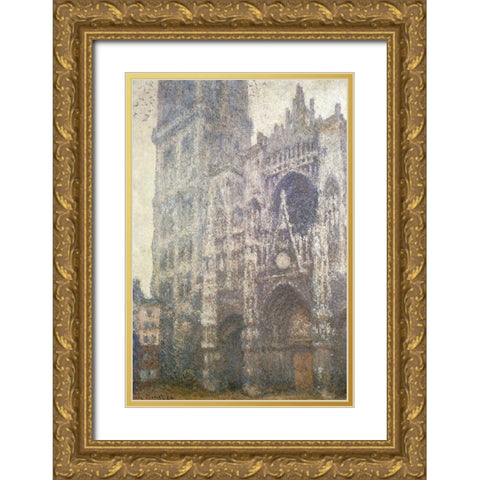Rouen Cathedral facade 1894 Gold Ornate Wood Framed Art Print with Double Matting by Monet, Claude