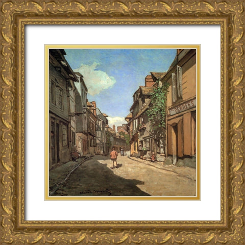 Rue de la Bavolle-Honfleur 1864 Gold Ornate Wood Framed Art Print with Double Matting by Monet, Claude