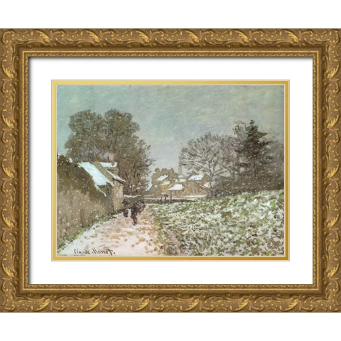 Snow at Argenteuil 1875 Gold Ornate Wood Framed Art Print with Double Matting by Monet, Claude