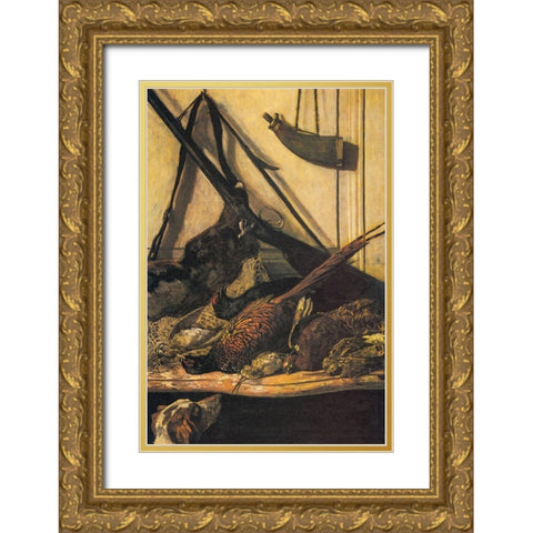 Sporting prizes 1862 Gold Ornate Wood Framed Art Print with Double Matting by Monet, Claude