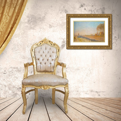 The Plaine des Colombes 1873 Gold Ornate Wood Framed Art Print with Double Matting by Monet, Claude