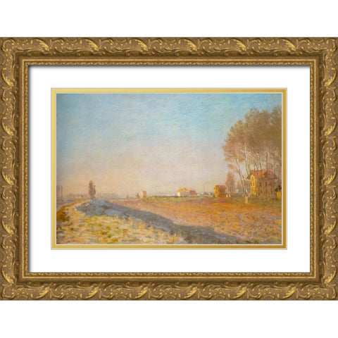 The Plaine des Colombes 1873 Gold Ornate Wood Framed Art Print with Double Matting by Monet, Claude