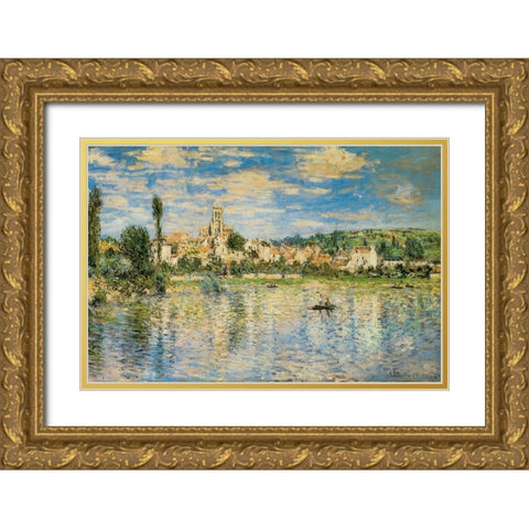 Vetheuil in Winter 1879 Gold Ornate Wood Framed Art Print with Double Matting by Monet, Claude