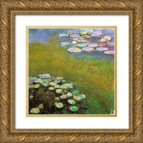 Water-lilies I 1909 Gold Ornate Wood Framed Art Print with Double Matting by Monet, Claude