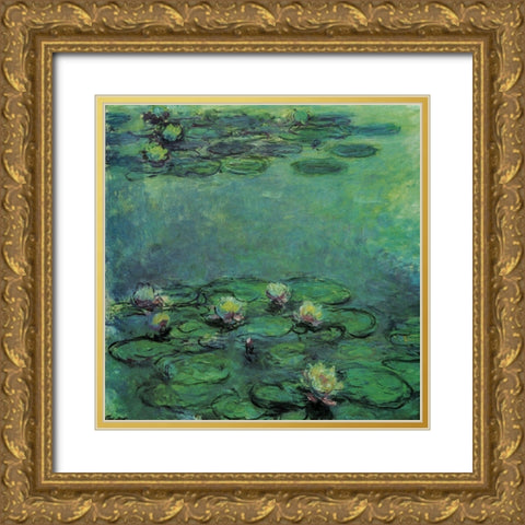 Water-lilies 1914 Gold Ornate Wood Framed Art Print with Double Matting by Monet, Claude