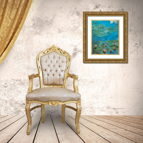 Water-lilies 1920 Gold Ornate Wood Framed Art Print with Double Matting by Monet, Claude