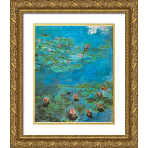 Water-lilies 1920 Gold Ornate Wood Framed Art Print with Double Matting by Monet, Claude