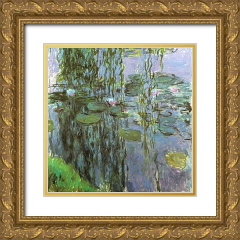 Water-lilies 1915 Gold Ornate Wood Framed Art Print with Double Matting by Monet, Claude