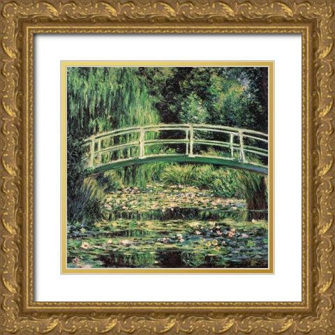 Water-lily pond-harmony in green 1899 Gold Ornate Wood Framed Art Print with Double Matting by Monet, Claude