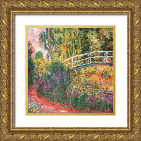 Water-lily pond-water irises 1900 Gold Ornate Wood Framed Art Print with Double Matting by Monet, Claude