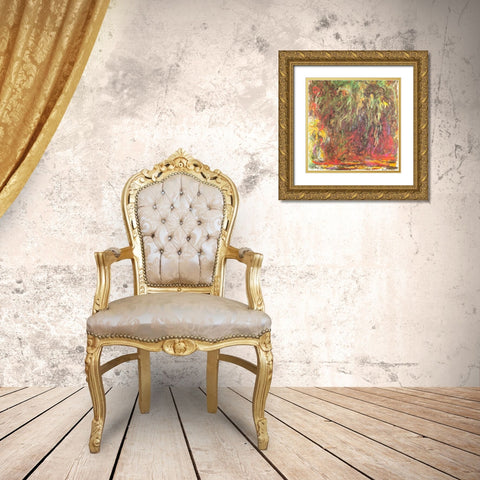 Weeping Willow 1920 Gold Ornate Wood Framed Art Print with Double Matting by Monet, Claude