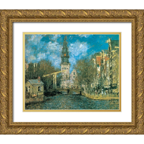 Zuiderkerk-Amsterdam 1872 Gold Ornate Wood Framed Art Print with Double Matting by Monet, Claude
