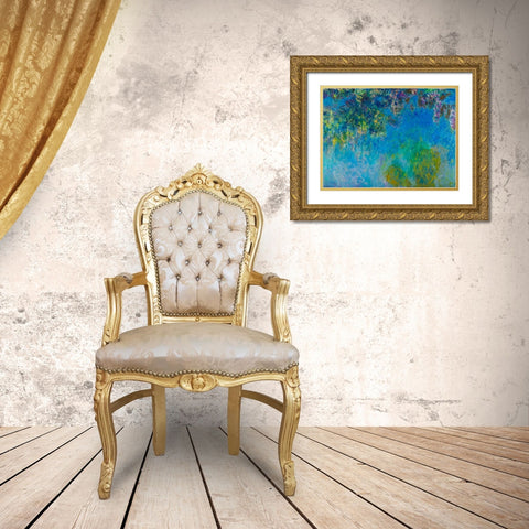 Wisteria Gold Ornate Wood Framed Art Print with Double Matting by Monet, Claude
