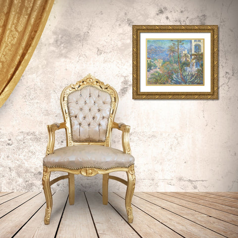 Villas at Bordighera Gold Ornate Wood Framed Art Print with Double Matting by Monet, Claude
