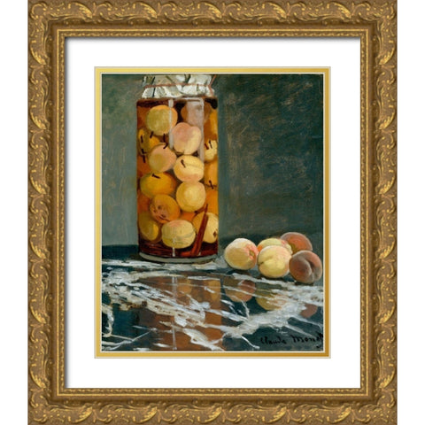 Jar of Peaches 1866 Gold Ornate Wood Framed Art Print with Double Matting by Monet, Claude