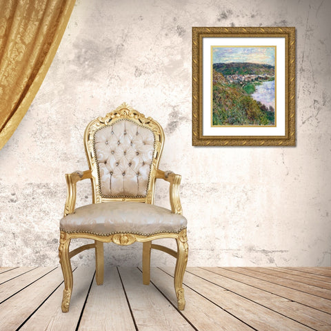 View of Vetheuil 1880 Gold Ornate Wood Framed Art Print with Double Matting by Monet, Claude