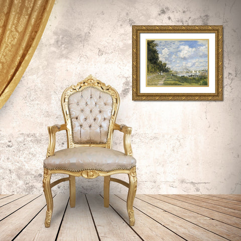 Le Bassin d’Argenteuil 1872 Gold Ornate Wood Framed Art Print with Double Matting by Monet, Claude