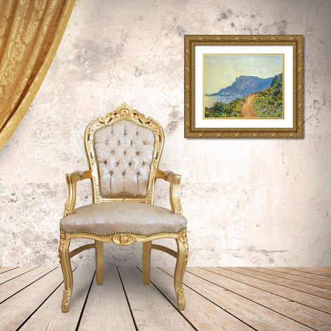 La Corniche near Monaco 1884 Gold Ornate Wood Framed Art Print with Double Matting by Monet, Claude
