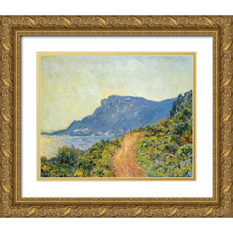 La Corniche near Monaco 1884 Gold Ornate Wood Framed Art Print with Double Matting by Monet, Claude