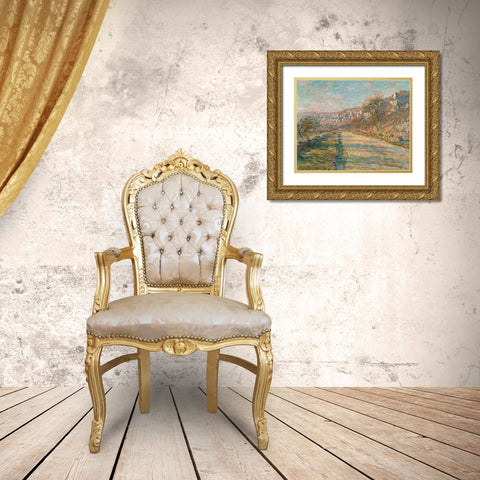 Road of La Roche-Guyon 1880 Gold Ornate Wood Framed Art Print with Double Matting by Monet, Claude