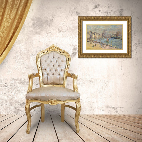 Port of Le Havre 1874 Gold Ornate Wood Framed Art Print with Double Matting by Monet, Claude
