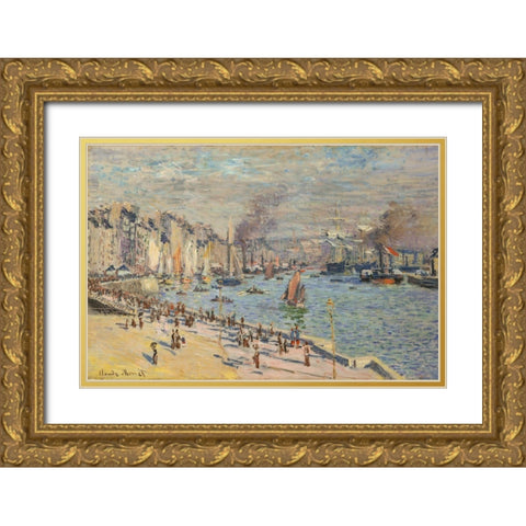 Port of Le Havre 1874 Gold Ornate Wood Framed Art Print with Double Matting by Monet, Claude