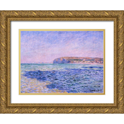 Shadows on the Sea. The Cliffs at Pourville 1882 Gold Ornate Wood Framed Art Print with Double Matting by Monet, Claude