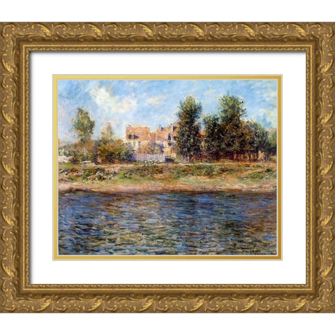 The Bank of the Seine 1880 Gold Ornate Wood Framed Art Print with Double Matting by Monet, Claude