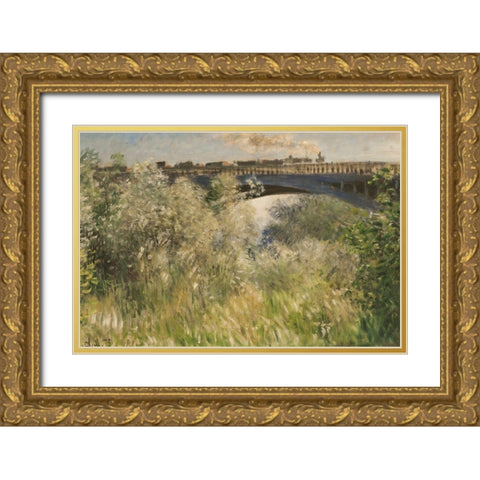 Bridge at Argenteuil 1875 Gold Ornate Wood Framed Art Print with Double Matting by Monet, Claude