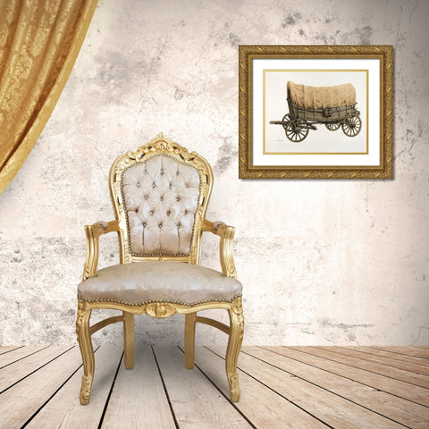 Conestoga Wagon 1938 Gold Ornate Wood Framed Art Print with Double Matting by Brown, Langden H.