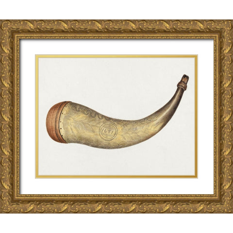 Powder Flask 1938 Gold Ornate Wood Framed Art Print with Double Matting by Johnston, Annie B.