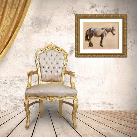 Study of a Grey Horse 1800 Gold Ornate Wood Framed Art Print with Double Matting by Agasse, Jacques-Laurent