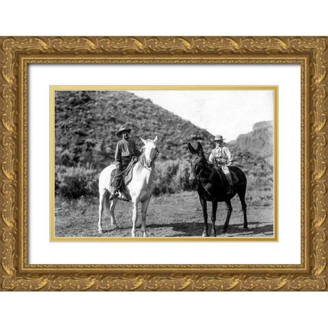 Western Playground Gold Ornate Wood Framed Art Print with Double Matting by Vintage Photography