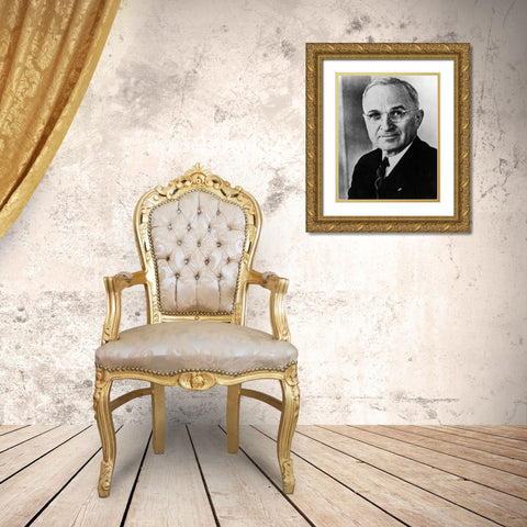 Harry S Truman Gold Ornate Wood Framed Art Print with Double Matting by Vintage Photography