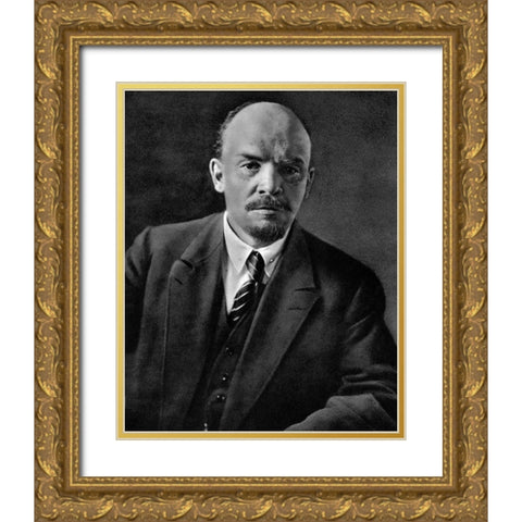 Lenin 1920 Gold Ornate Wood Framed Art Print with Double Matting by Vintage Photography