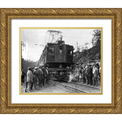The Virginian Railway Alco-Westinghouse 1925 Gold Ornate Wood Framed Art Print with Double Matting by Vintage Photography