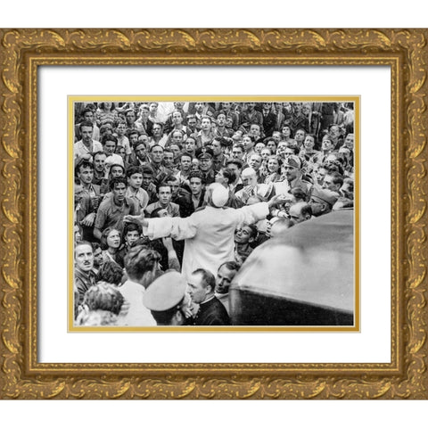 Pope Pius XII Rome 1943 Gold Ornate Wood Framed Art Print with Double Matting by Vintage Photography