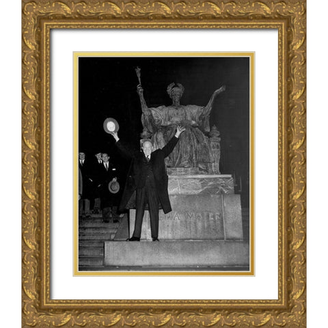 Dwight D Eisenhower Columbia University 1953 Gold Ornate Wood Framed Art Print with Double Matting by Vintage Photography