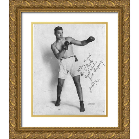 Jack Dempsey 1927 Gold Ornate Wood Framed Art Print with Double Matting by Vintage Photography