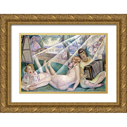 A Summer Day 1927 Gold Ornate Wood Framed Art Print with Double Matting by Wegener, Gerda
