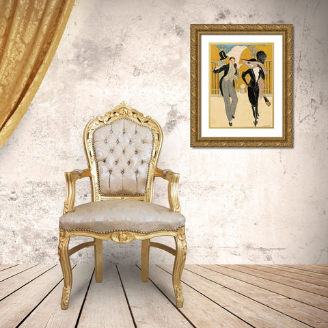 An elegant couple Gold Ornate Wood Framed Art Print with Double Matting by Wegener, Gerda