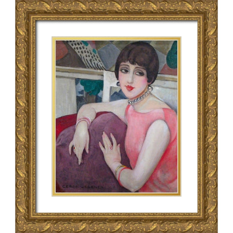 Portrait of Lili Elbe Gold Ornate Wood Framed Art Print with Double Matting by Wegener, Gerda