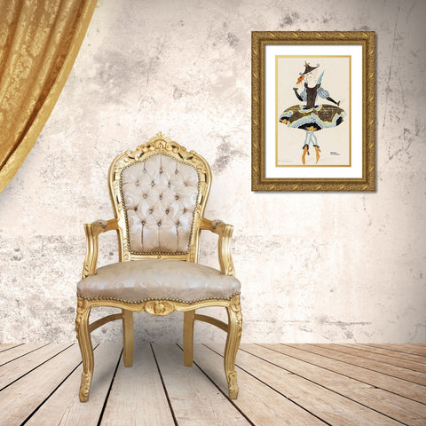 Solo dancer Ulla Poulsen in an oriental costume Gold Ornate Wood Framed Art Print with Double Matting by Wegener, Gerda