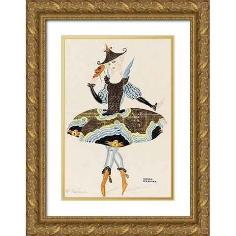 Solo dancer Ulla Poulsen in an oriental costume Gold Ornate Wood Framed Art Print with Double Matting by Wegener, Gerda