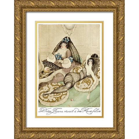 Sur talons rouges-contes image 157 Gold Ornate Wood Framed Art Print with Double Matting by Wegener, Gerda
