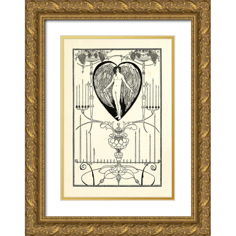 The Mirror of Love Gold Ornate Wood Framed Art Print with Double Matting by Beardsley, Aubrey