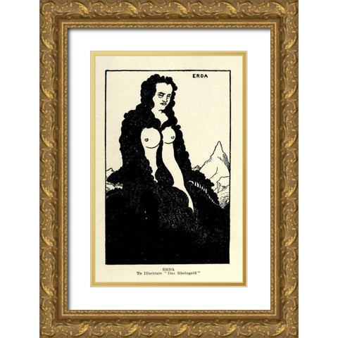 Das Rheingold Erda 1918 Gold Ornate Wood Framed Art Print with Double Matting by Beardsley, Aubrey